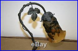 French Art Deco Style Handmade Bronze Table Lamp /galle Style Glass Shade #2