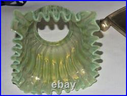 French deep Vaseline Antique Victorian Miniature Art Glass Peg Oil Lamp V. Rare
