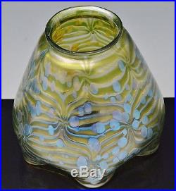 GORGEOUS ANTIQUE c1900 AUSTRIAN ART GLASS IRIDESCENT LAMP SHADE LOETZ PHENOMENON
