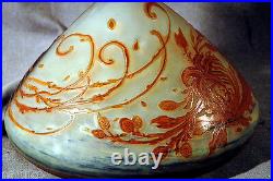 Galle 21 Acid Cut Back Cameo Glass Table Lamp Internally Decorated Perfect