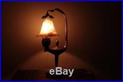 Galle Cameo Art Glass Shade Lamp With Bronze Eagle Base