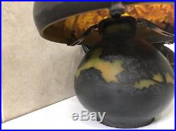 Galle Cameo Glass Toad Frog Band Lamp 10 Brown Gold Blue Green