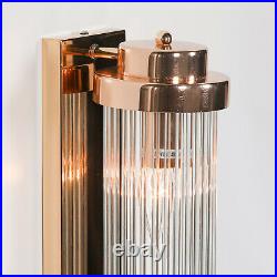 Gold Fluted Column Glass Rods Pilar Art Deco Cinema Wall Light Sconce Lamp