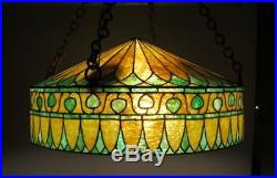 Gorgeous Antique 24 ARTS & CRAFTS Style Stained Glass Ceiling Lamp c. 1920
