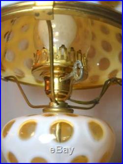 Gorgeous Fenton Honeysuckle Coin Dot Hanging Lamp Excellent Condition