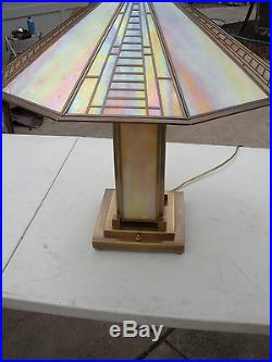 Gorgeous Fredrick Raymond Mission Or Art Deco Iridescent Slag Glass Lamp
