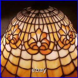 Gorham Arts & Crafts Leaded Slag Stained Glass Shell Lamp Handel Duffner Era