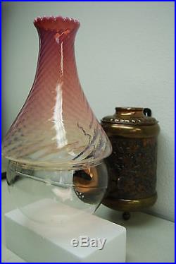 Gwtw Victorian Antique Old Arts And Crafts Glass Kerosene Oil Angle 19 C. Lamp