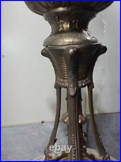 HOLLYWOOD REGENCY Beautiful Table Lamp Ornate Figures Metal Base Art Nouveau