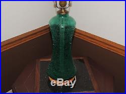 HUGE 32 BLENKO Green GLASS LAMP finial is 5