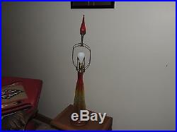 HUGE 37 BLENKO RED GLASS LAMP finial is 6
