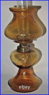H 212 Cranberry Mary Gregory Victorian Art Glass Miniature Antique Oil Lamp