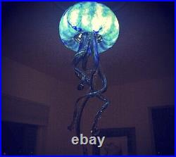 Hand Blown Art Glass Jellyfish Chandelier Lamp by Johnny Camp Of Opal Art Glass