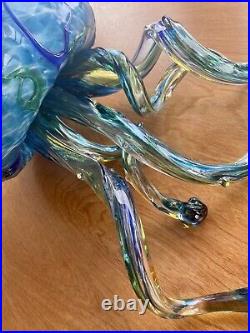 Hand Blown Art Glass Jellyfish Chandelier Lamp by Johnny Camp Of Opal Art Glass