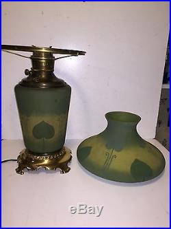 Handel Arts&Crafts Obverse painted Glass Oil/Kerosene Lamp NO RESERVE no damage