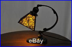 Handel Pine Needle Desk Lamp Arts and Crafts Beautiful Brown Glass