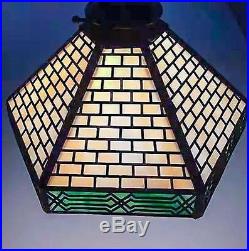 Handel Signed Slag Glass Ceiling Lamp Shade Arts & Crafts Mission Oak Roycroft
