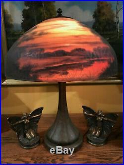 Handel Slag Glass Arts Crafts Antique Vintage Bradley Hubbard Era Lamp Base