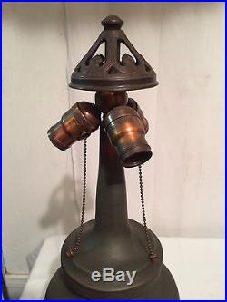 Handel arts crafts Victorian slag glass leaded Bradley hubbard era lamp base nr