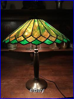 Handel arts crafts leaded slag glass antique Bradley hubbard era lamp shade nr