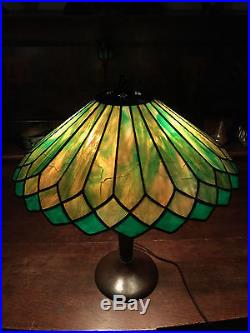 Handel arts crafts leaded slag glass antique Bradley hubbard era lamp shade nr