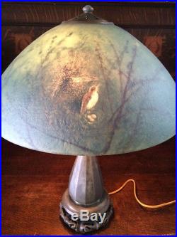 Handel arts crafts leaded slag glass bradley hubbard era lamp base for shade nr