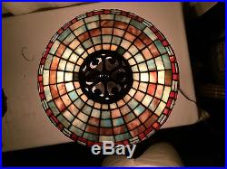 Handel arts crafts mission antique vintage slag glass Bradley hubbard era lamp