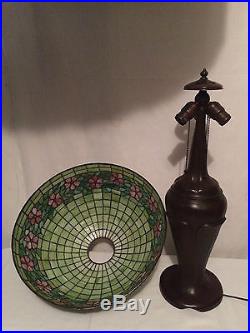 Handel arts crafts mission leaded slag glass antique Bradley hubbard era lamp