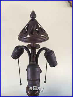 Handel arts crafts mission leaded slag glass antique Bradley hubbard era lamp nr