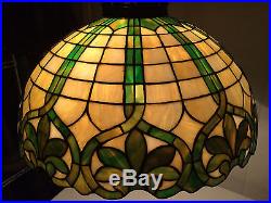 Handel slag glass leaded arts crafts Bradley hubbard era light light lamp nr