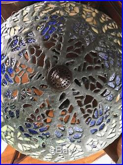 Handel wisteria arts crafts leaded slag glass antique lamp bradley hubbard era