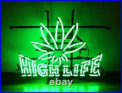 High Life Leaf Weeds Neon Lamp Sign 17x14 Bar Light Glass Artwork