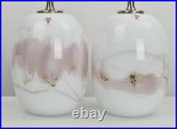Holmegaard Sakura Table Lamps Pair Michael Bang Mid Century Modern Art Glass