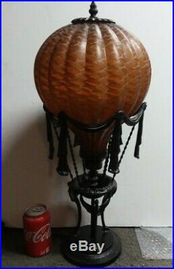 Hot Air Balloon Lamp Maitland Smith Style Amber Art Glass Lampshade