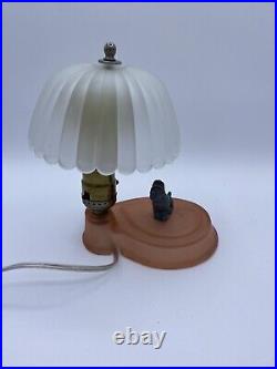 Houzex Art Deco Scotty Glass Table Lamp With Shade Pink frosted