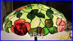Huge John Morgan & Son Multi Floral Color Bent Glass Arts Crafts Table Lamp