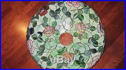 Huge John Morgan & Son Multi Floral Color Bent Glass Arts Crafts Table Lamp