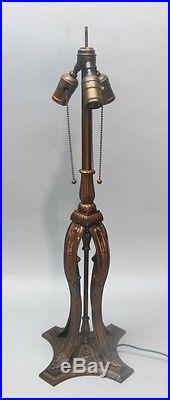 Huge & Rare 30 BRADLEY & HUBBARD Arts & Crafts Slag Glass Lamp c. 1920 antique