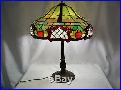 Huge Signed Miller Arts & Crafts, Art Nouveau Leaded Lamp, Tiffany Era, Original