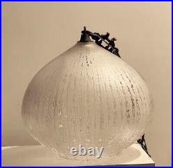 ITALIAN ART GLASS LAMP. CRYSTAL. TEXTURED. 1960s. HEAVY. PENDANT LAMP. CEILING