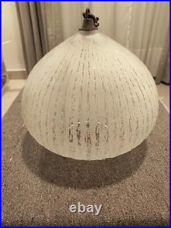 ITALIAN ART GLASS LAMP. CRYSTAL. TEXTURED. 1960s. HEAVY. PENDANT LAMP. CEILING