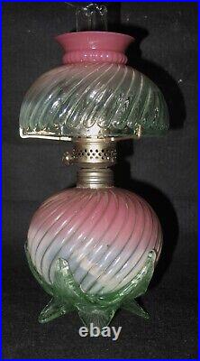 ITEM #288 S-539 Antique Art Glass Vaseline Opalescent Miniature Oil Lamp MINT