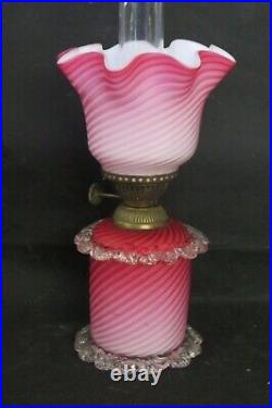 ITEM #288 S-539 Antique Art Glass Vaseline Opalescent Miniature Oil Lamp MINT