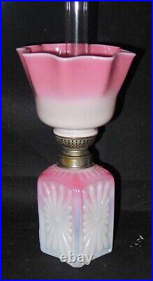 ITEM #288 S-539 Antique Art Glass Vaseline Opalescent Miniature Oil Lamp MINT