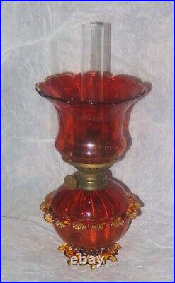 ITEM #288 S-539 Antique Art Glass Vaseline Opalescent Miniature Oil Lamp MINT