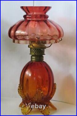 ITEM #288 S-539 Antique Art Glass Vaseline Opalescent Miniature Oil Lamp MINT