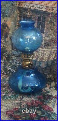 ITEM RARE SHAPE Antique Vaseline Opalescent Art Glass Finger Miniature Oil Lamp