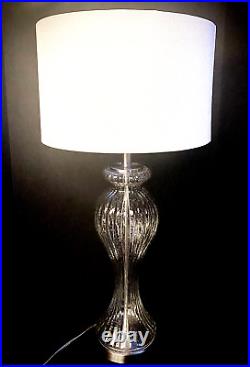 Impressive 32 Clear Ribbed Italian Pulegoso Style Bubble Art Glass Table Lamp