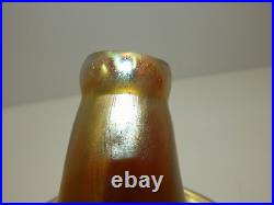 Iridescent Gold Aurene Art Glass Jack In The Pulpit Lamp Shade Nouveau Candle