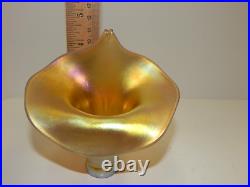 Iridescent Gold Aurene Art Glass Jack In The Pulpit Lamp Shade Nouveau Candle